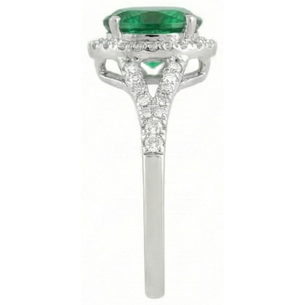 Anello in oro bianco 14K con Verde smeraldo e diamanti da 6.75 carati