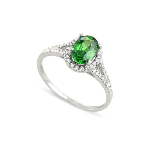 Anello in oro bianco 14K con Verde smeraldo e diamanti da 6.75 carati