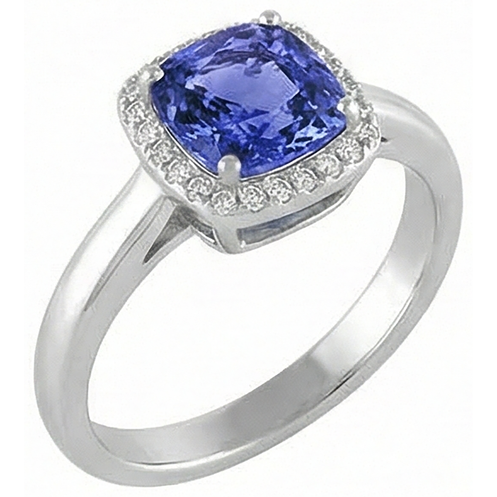 vero round tanzanite 6.50carati anello dettaglio ravvicinato