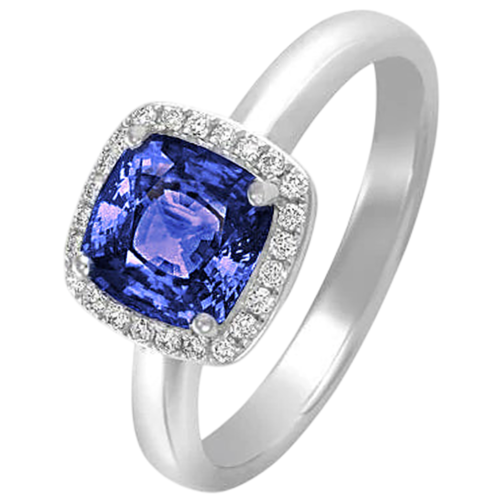 vero round tanzanite 6.50carati anello vista dall'alto