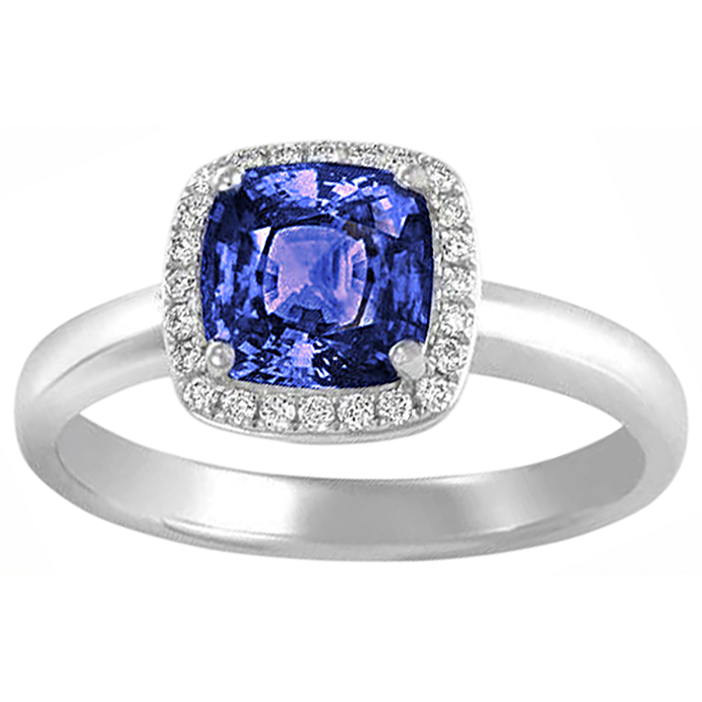 vero round tanzanite 6.50carati anello vista di profilo