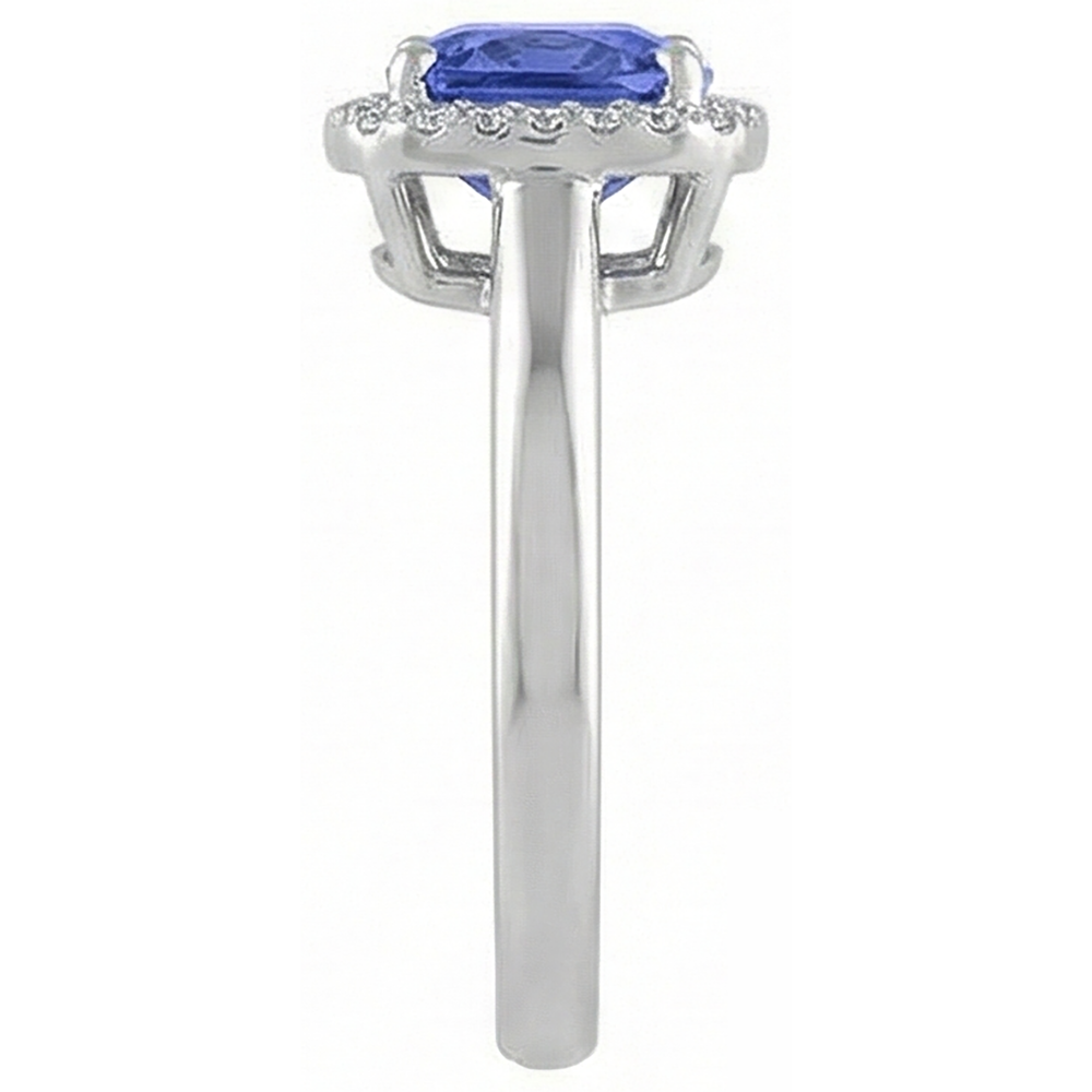 vero round tanzanite 6.50carati anello su bianco