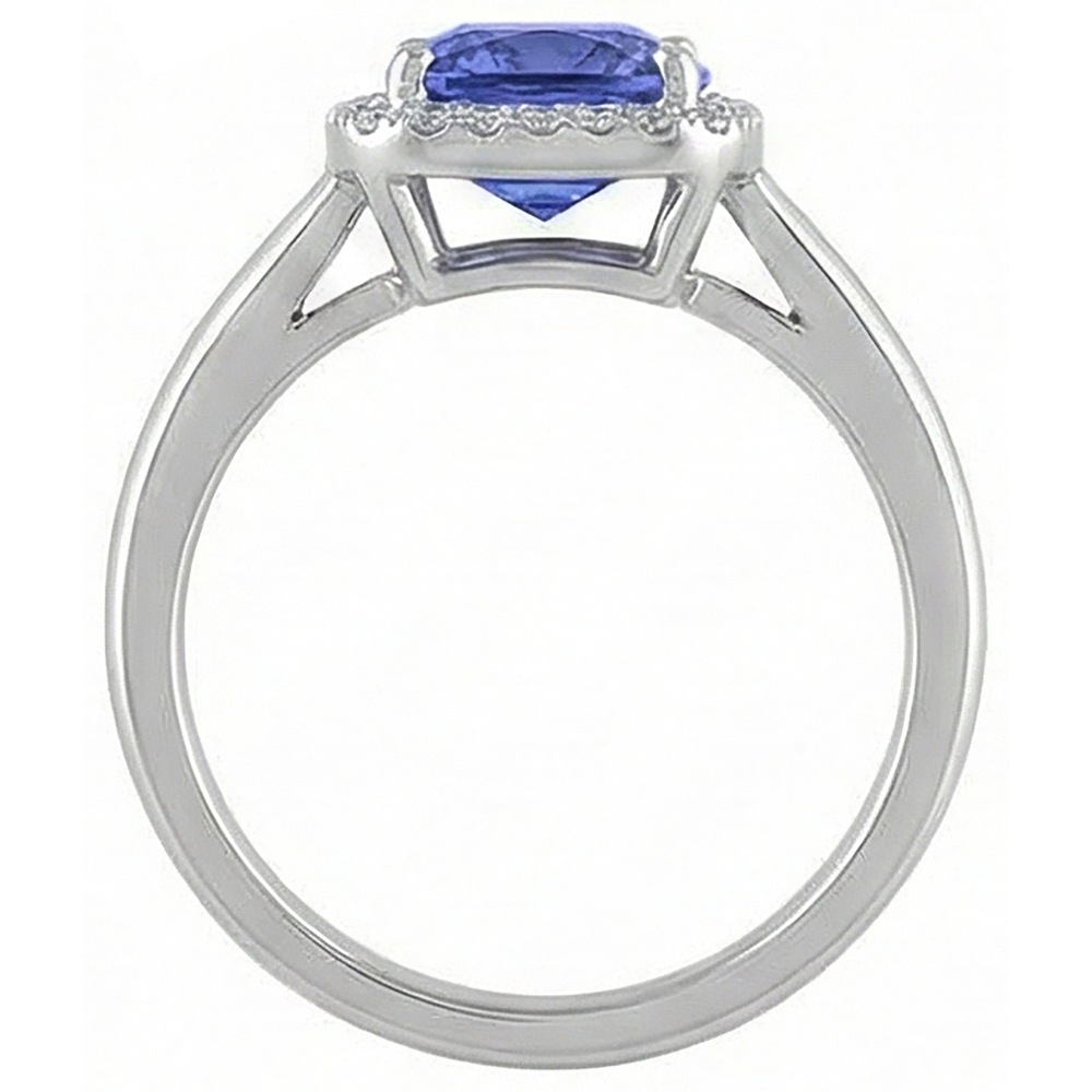 vero round tanzanite 6.50carati anello con accenti diamanti