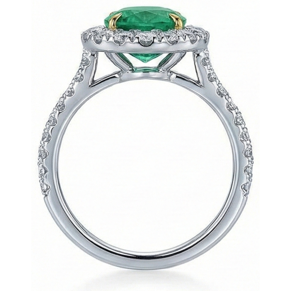 Anello in oro bianco 14K con diamante verde da 5,75 carati con smeraldo verde