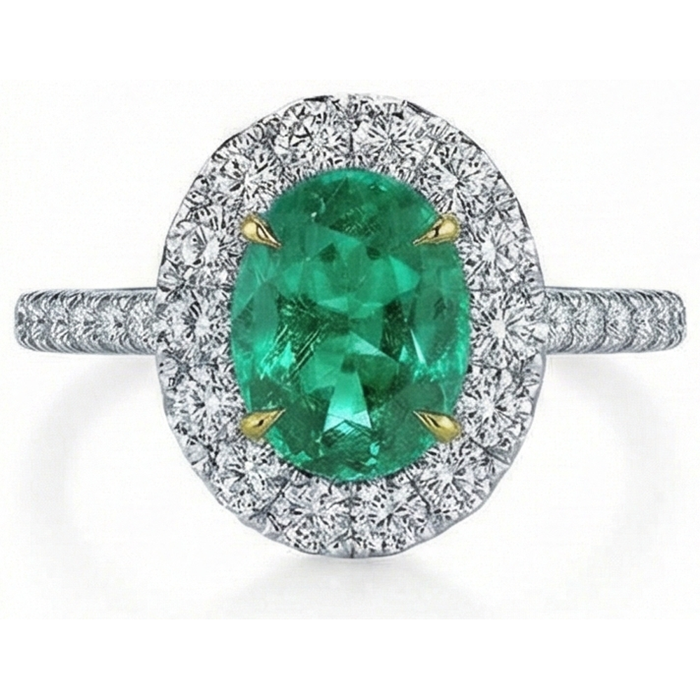 Anello in oro bianco 14K con diamante verde da 5,75 carati con smeraldo verde