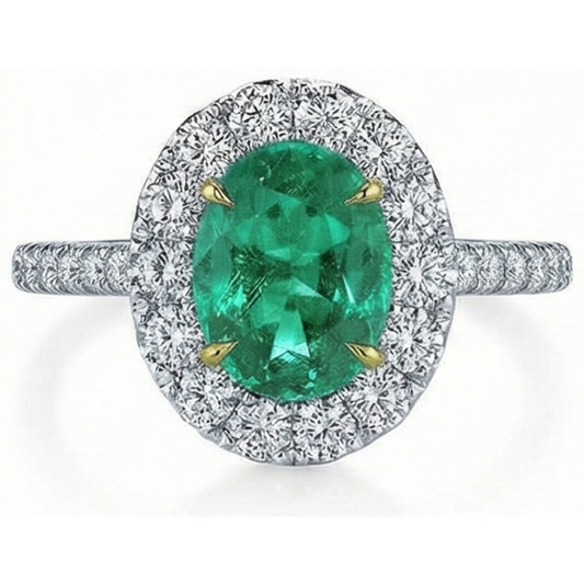 Anello in oro bianco 14K con diamante verde da 5,75 carati con smeraldo verde