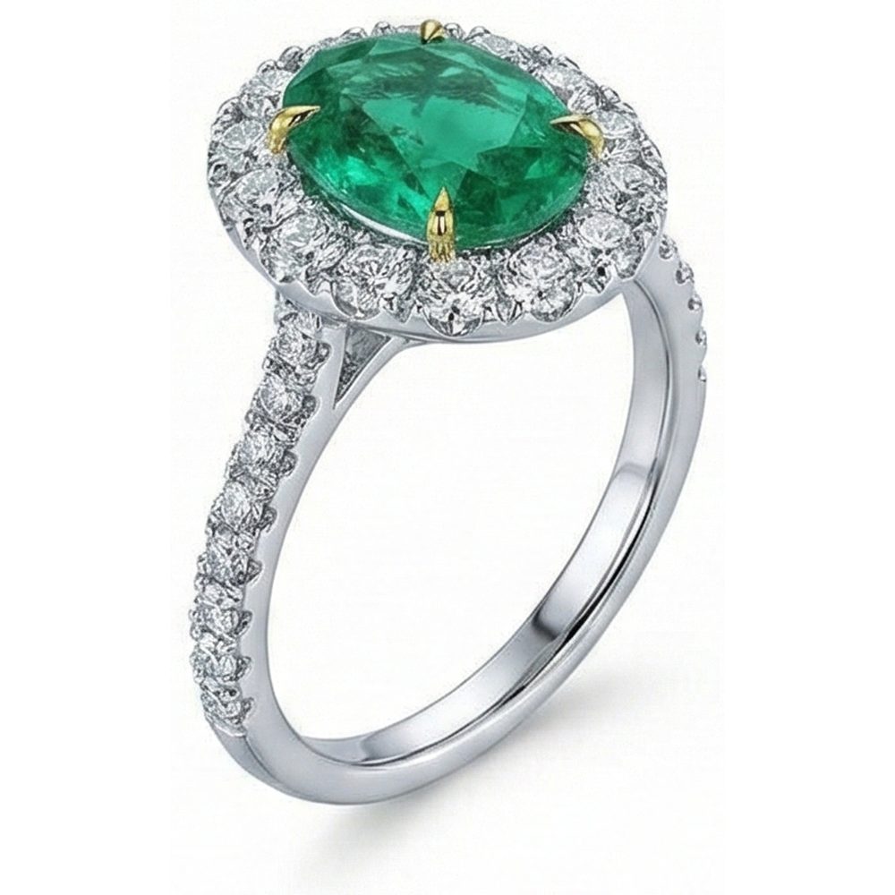 Anello in oro bianco 14K con diamante verde da 5,75 carati con smeraldo verde