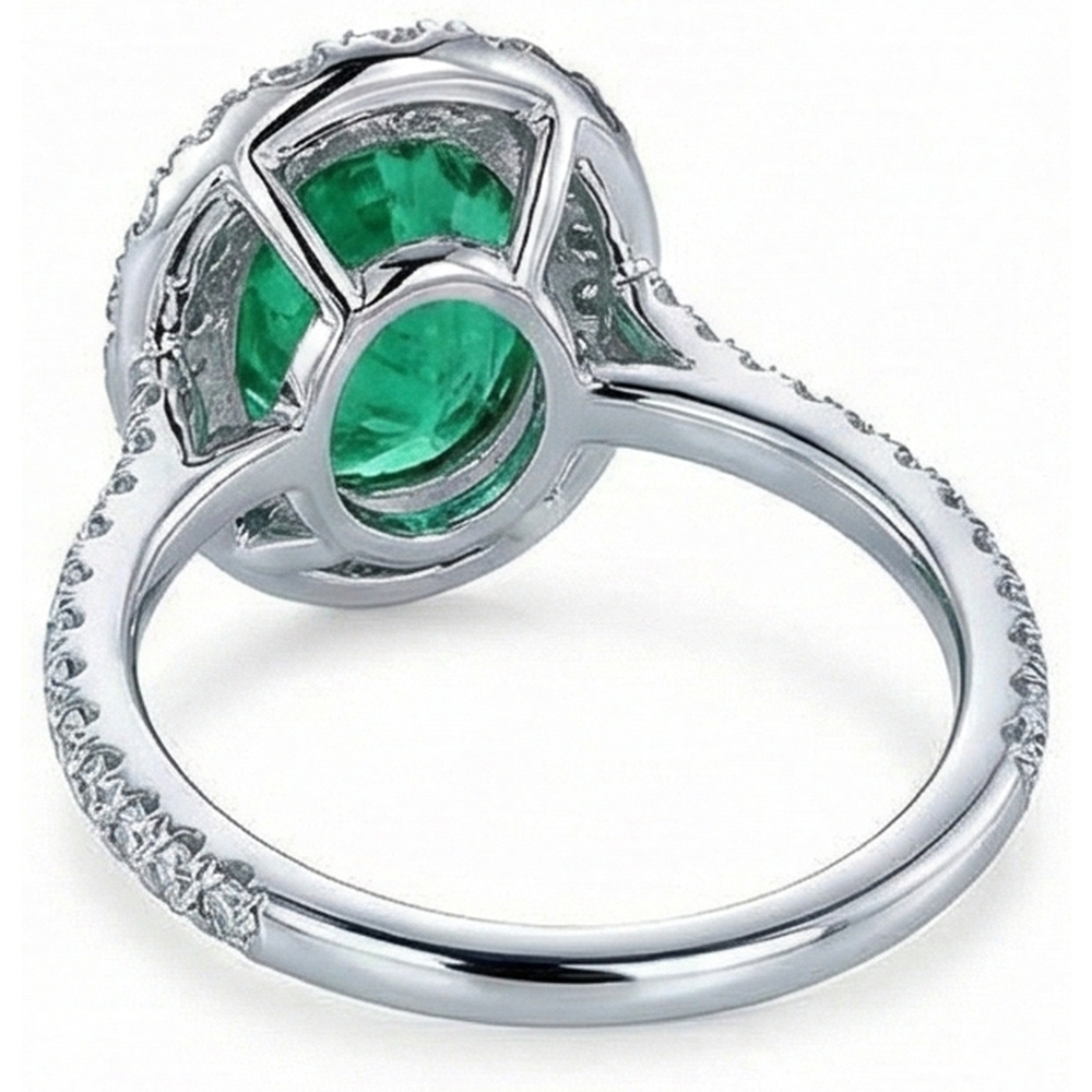 Anello in oro bianco 14K con diamante verde da 5,75 carati con smeraldo verde