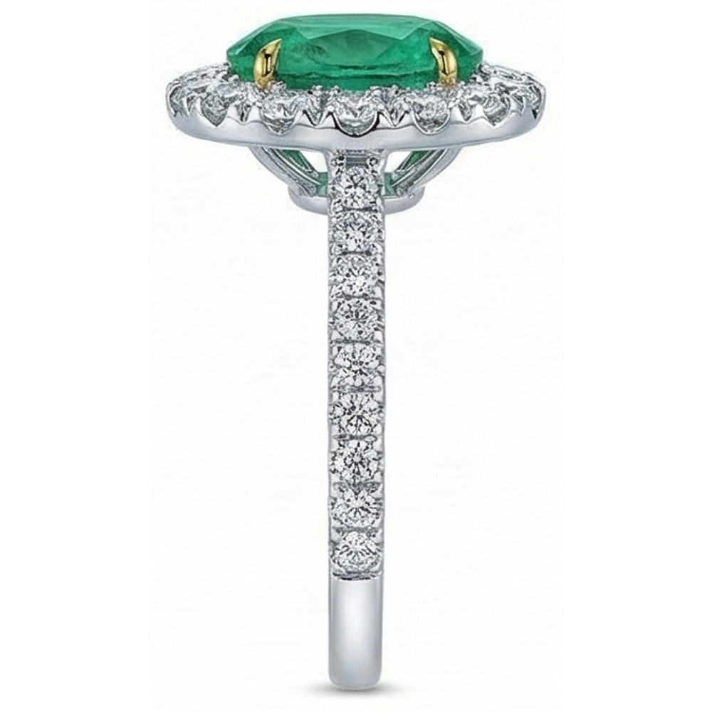 Anello in oro bianco 14K con diamante verde da 5,75 carati con smeraldo verde
