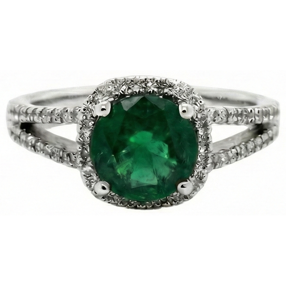 Anello in oro bianco 14K con diamante verde smeraldo taglio rotondo da 6,55 carati