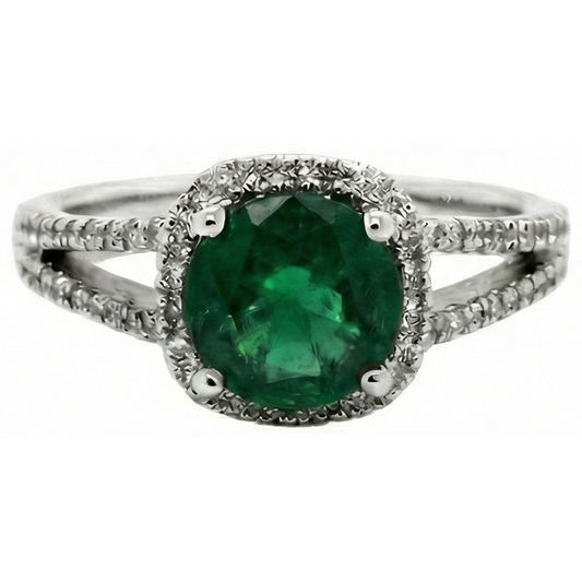 Anello in oro bianco 14K con diamante verde smeraldo taglio rotondo da 6,55 carati