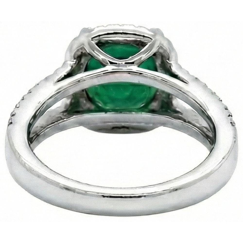 Anello in oro bianco 14K con diamante verde smeraldo taglio rotondo da 6,55 carati