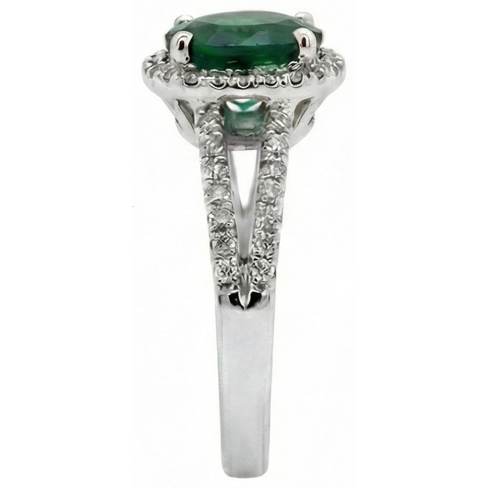 Anello in oro bianco 14K con diamante verde smeraldo taglio rotondo da 6,55 carati