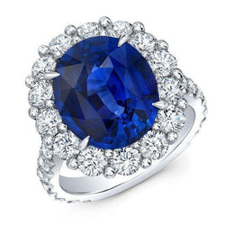 Anello in oro bianco 14K con diamante zaffiro dello Sri Lanka da 6 carati