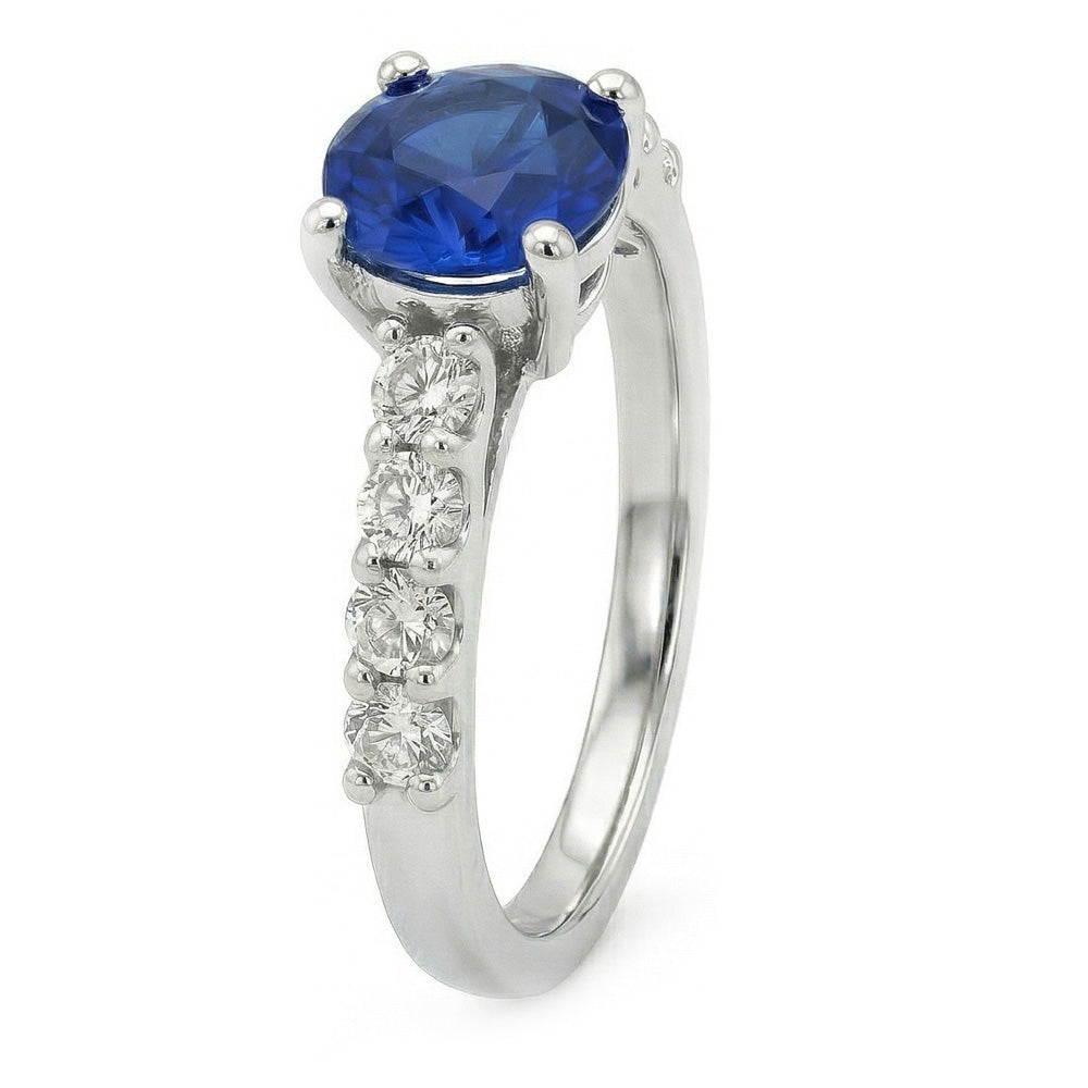 Anello in oro bianco 14K con diamante zaffiro taglio rotondo da 1.75 carati
