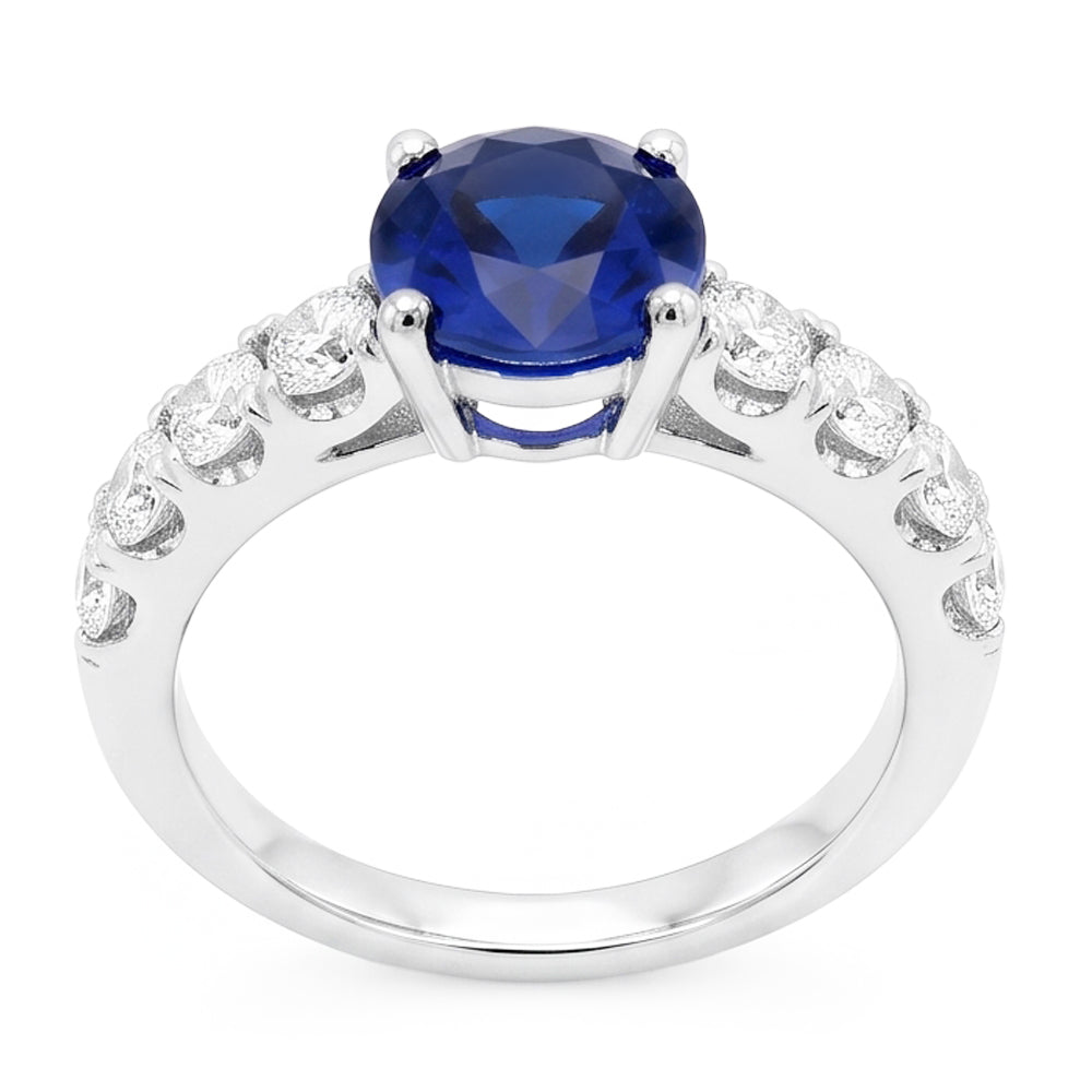 Anello in oro bianco 14K con diamante zaffiro taglio rotondo da 1.75 carati