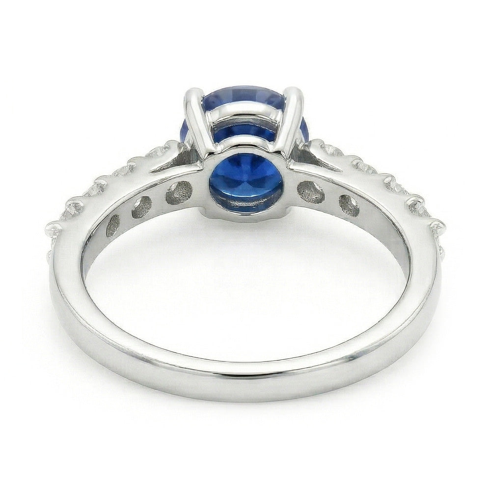 Anello in oro bianco 14K con diamante zaffiro taglio rotondo da 1.75 carati