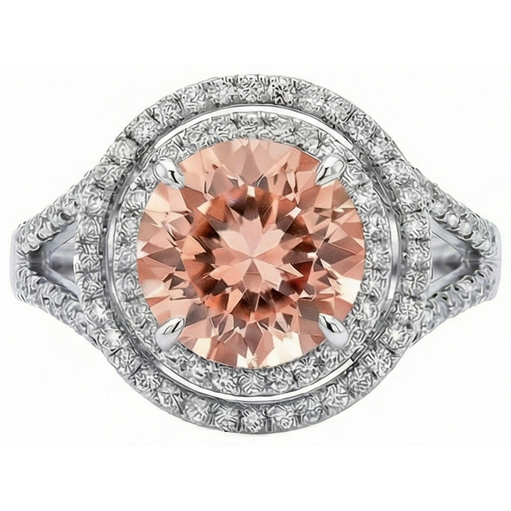 Anello in oro bianco 14K con diamanti Halo Morganite da 8 ct. Novità