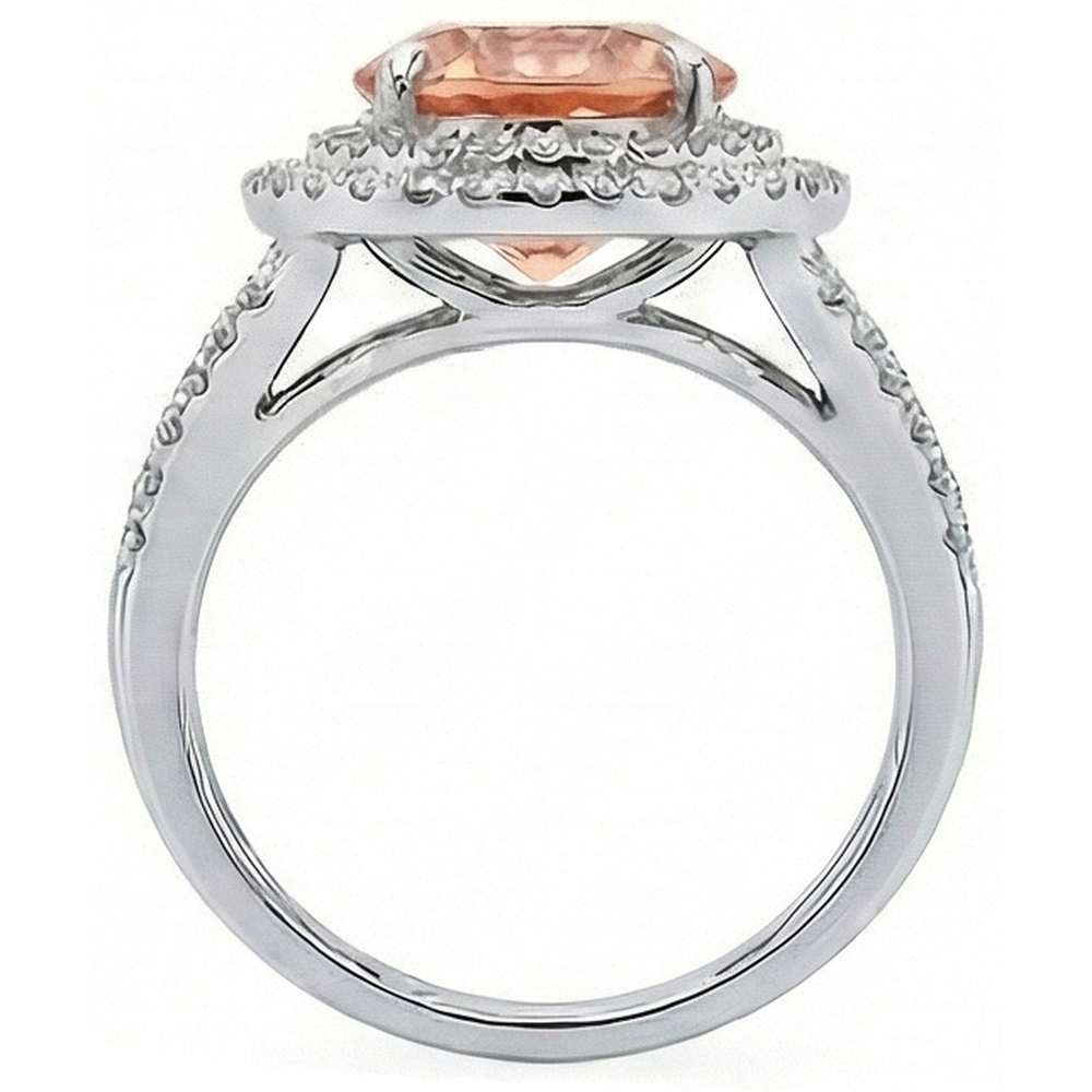 Anello in oro bianco 14K con diamanti Halo Morganite da 8 ct. Novità