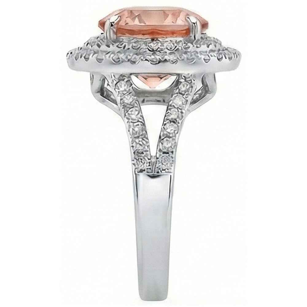 Anello in oro bianco 14K con diamanti Halo Morganite da 8 ct. Novità