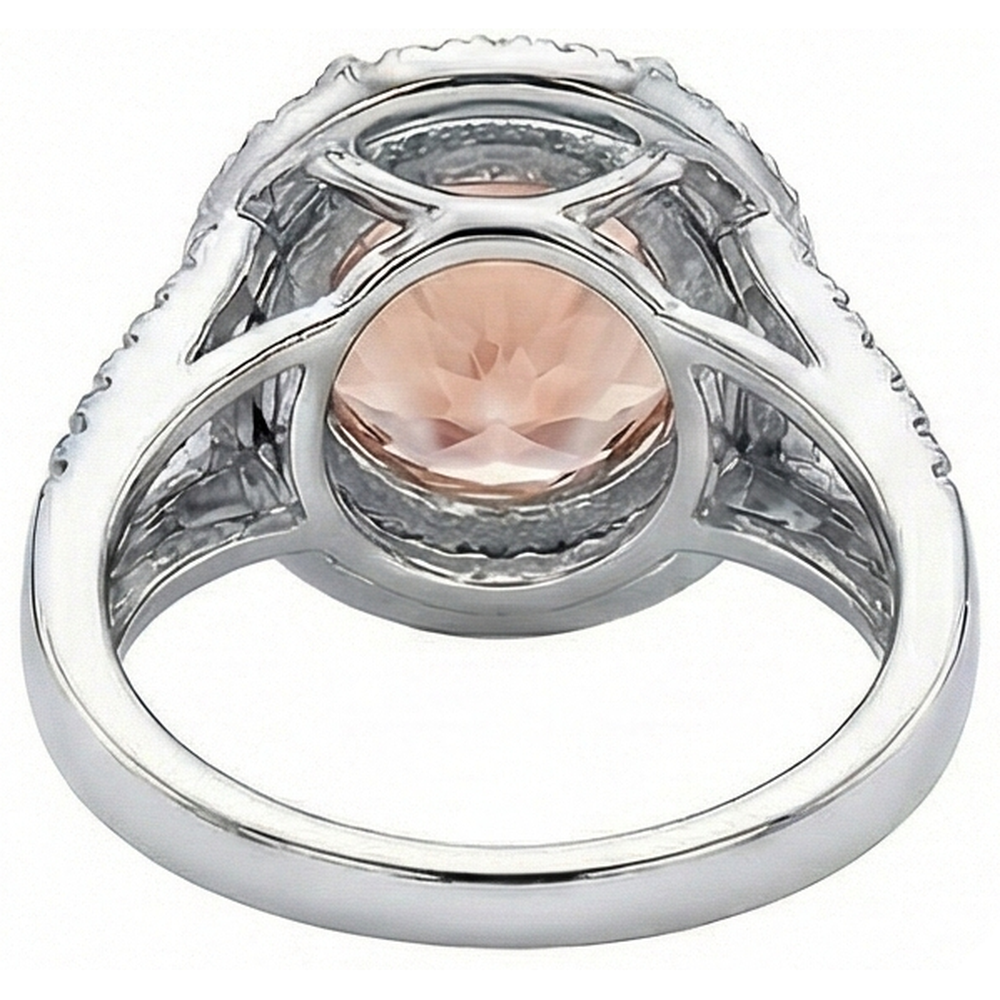 Anello in oro bianco 14K con diamanti Halo Morganite da 8 ct. Novità