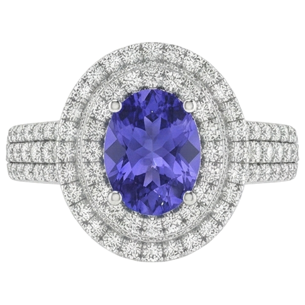 vero round tanzanite 5.25carati anello angolo laterale