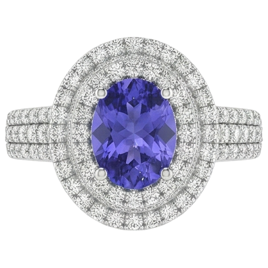 vero round tanzanite 5.25carati anello angolo laterale