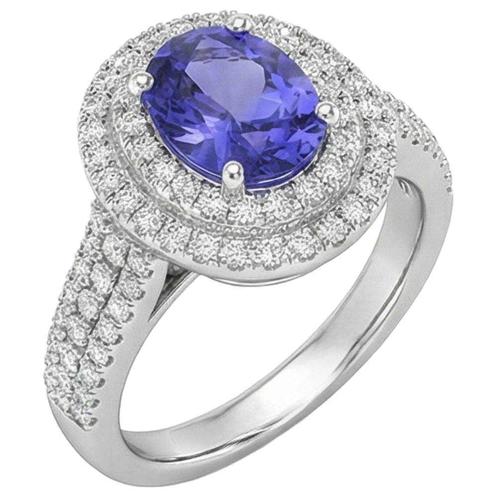 vero round tanzanite 5.25carati anello vista dall'alto