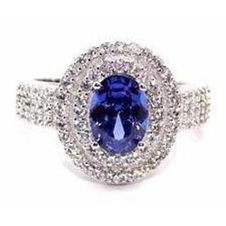 Anello in oro bianco 14 carati con diamanti Halo in tanzanite blu da 5.25 ct - harrychadent.it