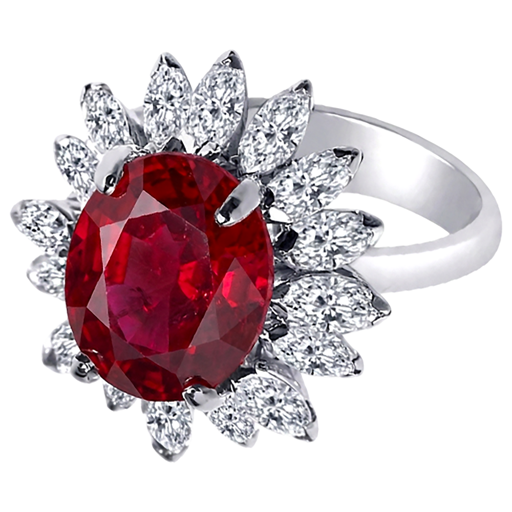 vero marquise diamante 13.80carati anello vista frontale
