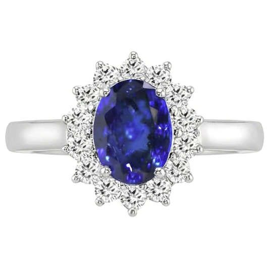 vero round tanzanite 5.30carati anello angolo laterale