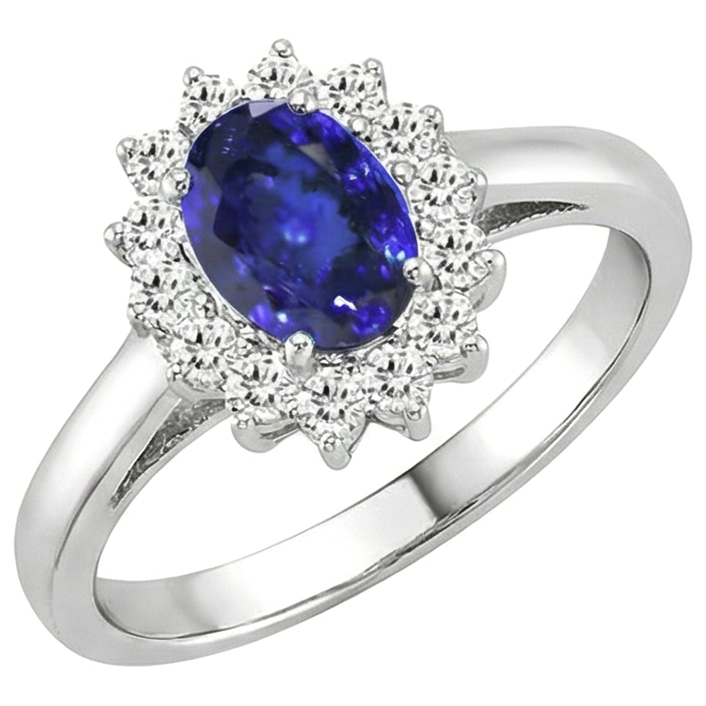 vero round tanzanite 5.30carati anello dettaglio ravvicinato