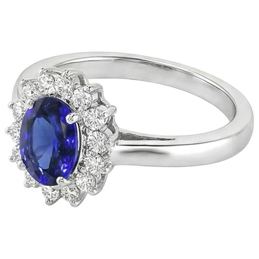 vero round tanzanite 5.30carati anello vista dall'alto