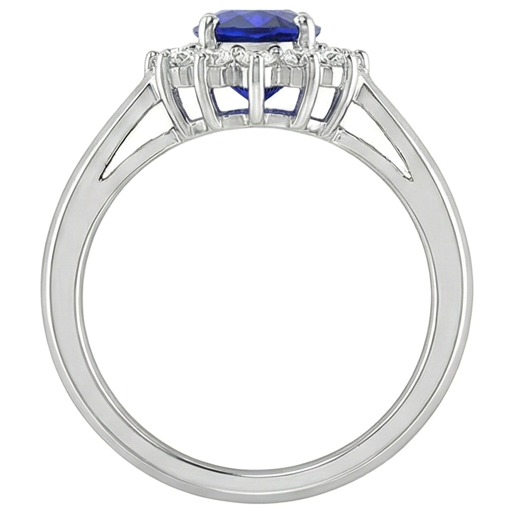 vero round tanzanite 5.30carati anello su bianco