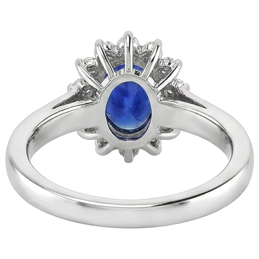 vero round tanzanite 5.30carati anello con accenti diamanti