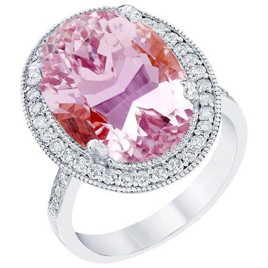 Anello in oro bianco 14 kt con kunzite rosa e diamanti da 22.34 ct - harrychadent.it