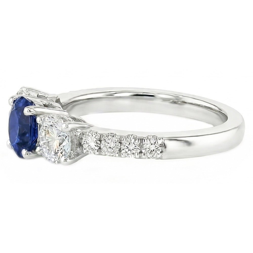 Anello in oro bianco 14K con pietre preziose con accenti di zaffiro blu naturale a 2 carati