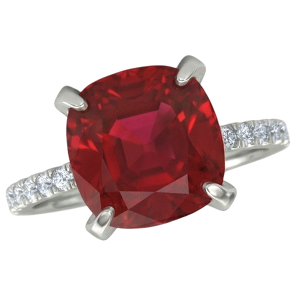 Anello in oro bianco 14K con rubino rosso con diamanti 4.25 carati