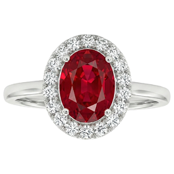 Anello in oro bianco 14K con rubino rosso con diamanti da 3,75 ct Novità