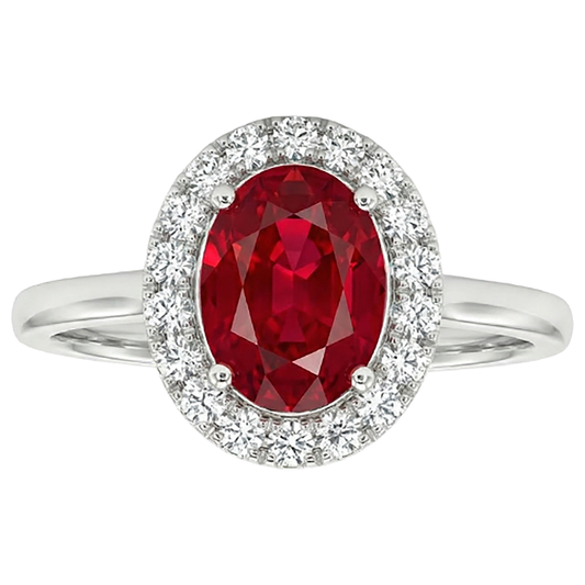Anello in oro bianco 14K con rubino rosso con diamanti da 3,75 ct Novità