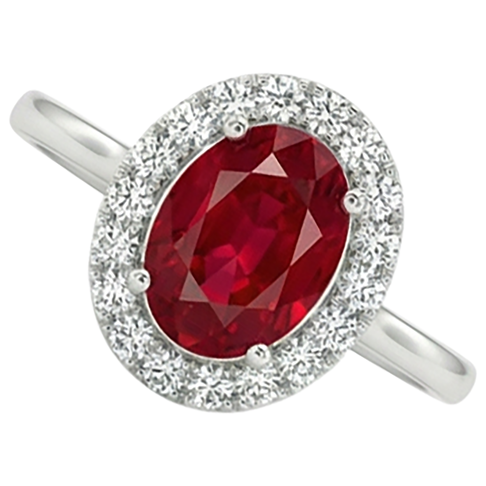 Anello in oro bianco 14K con rubino rosso con diamanti da 3,75 ct Novità