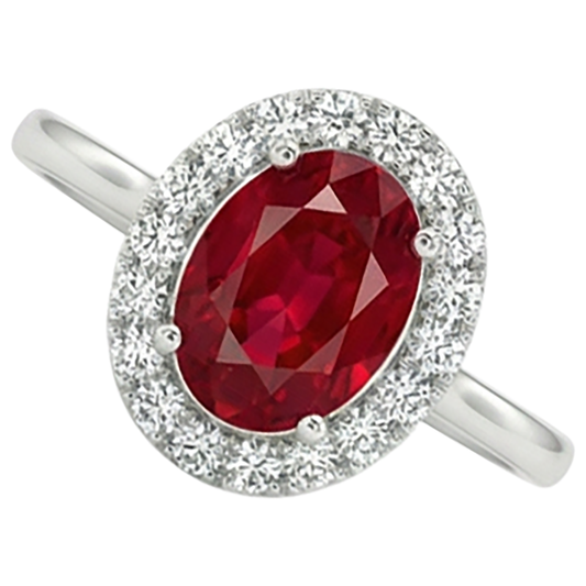 Anello in oro bianco 14K con rubino rosso con diamanti da 3,75 ct Novità