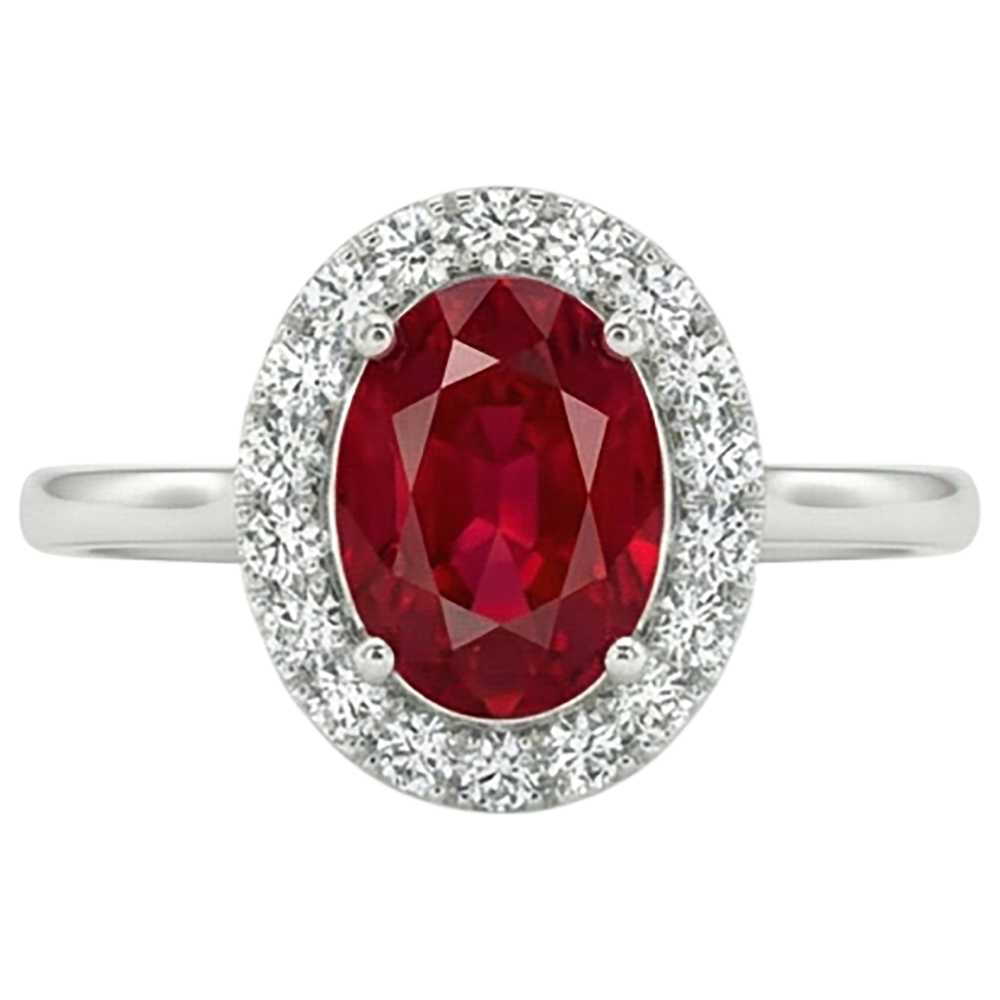 Anello in oro bianco 14K con rubino rosso con diamanti da 3,75 ct Novità
