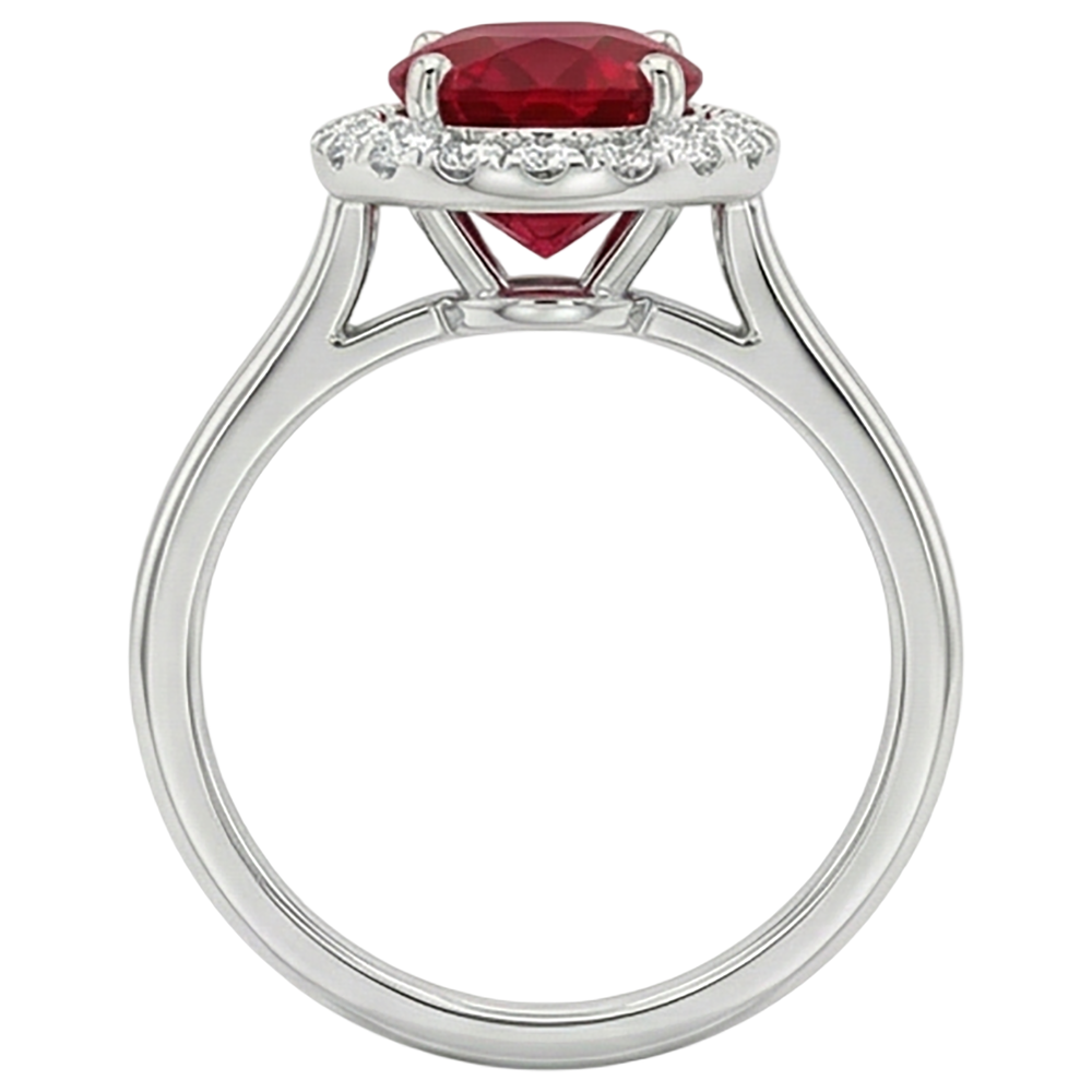 Anello in oro bianco 14K con rubino rosso con diamanti da 3,75 ct Novità