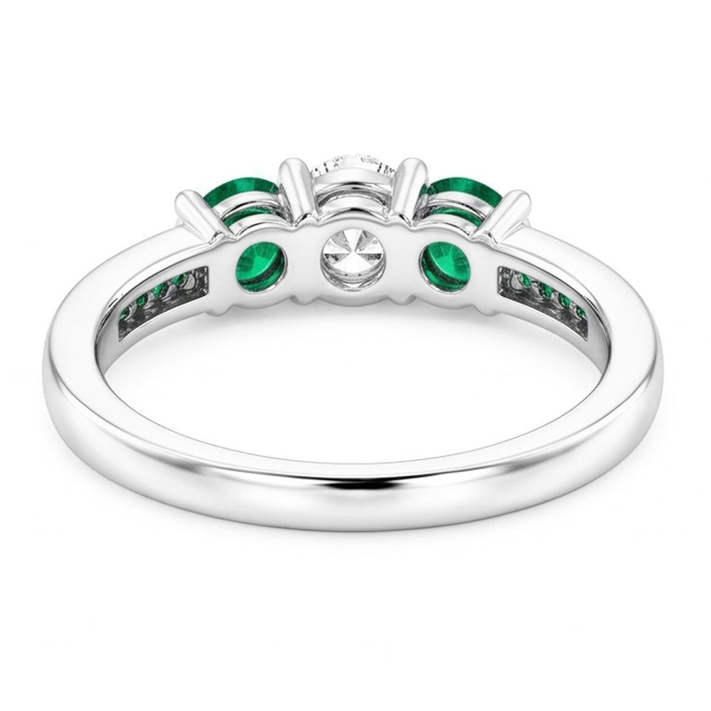 Anello in oro bianco 14K con smeraldo diamanti da 1.50 carati