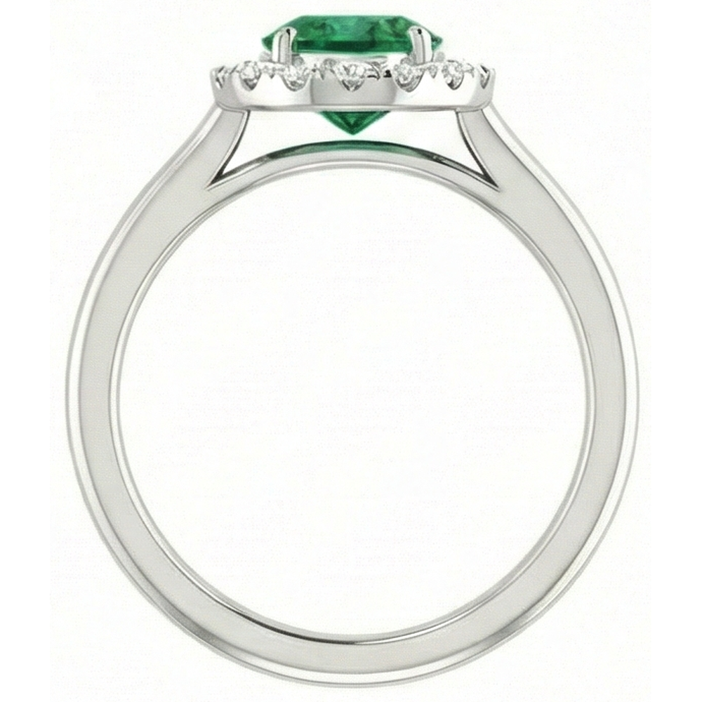 Anello in oro bianco 14K con smeraldo verde 3,70 ct e diamanti bianchi Novità