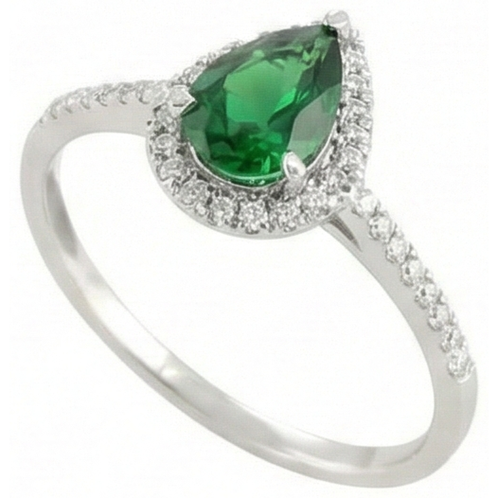Anello in oro bianco 14K con smeraldo verde di 4,50 carati con diamanti