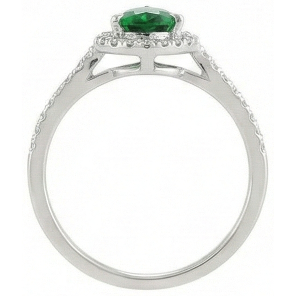 Anello in oro bianco 14K con smeraldo verde di 4,50 carati con diamanti