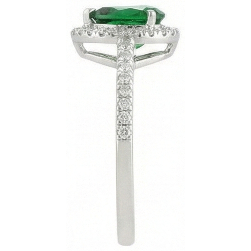Anello in oro bianco 14K con smeraldo verde di 4,50 carati con diamanti
