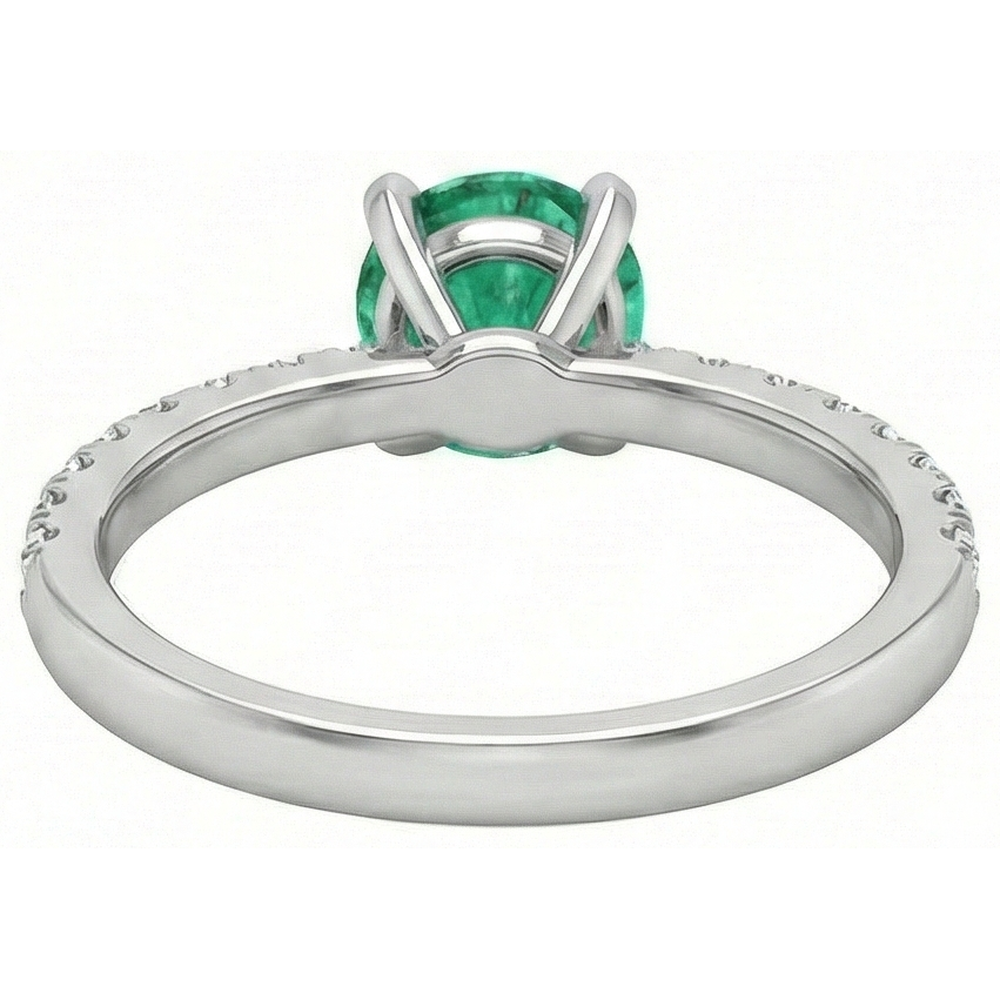 Anello in oro bianco 14K con smeraldo verde e diamanti da 3,80 carati